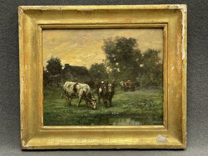 Frédéric JACQUE (1859-1931)
Cows in the meadow.
oil...