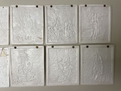 Set of twelve lithophanies. 
13 x 11 cm....