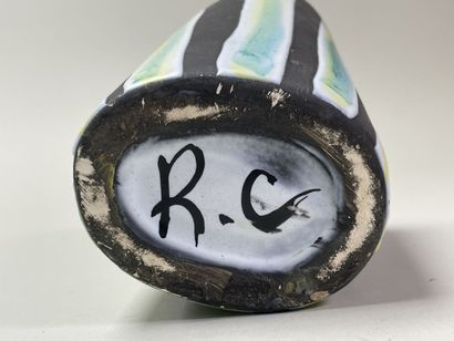 Roger CAPRON (1922-2006) - Vase pincé à rayures...