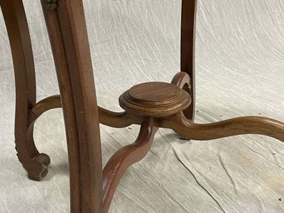 Pedestal table in frieze and marble top with...