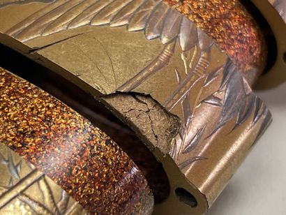 Gilded lacquer inro with five compartments,...