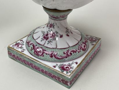 Pair of porcelain vases on pedestal, the...
