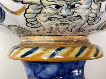 Pair of large earthenware vases with snake...