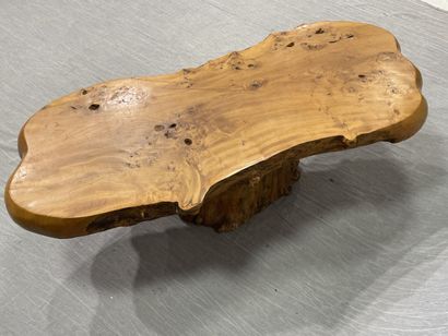 Table basse en orme massif, plateau monoxyle...