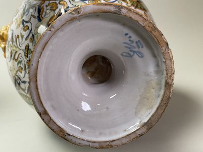 Pair of large earthenware vases with snake...