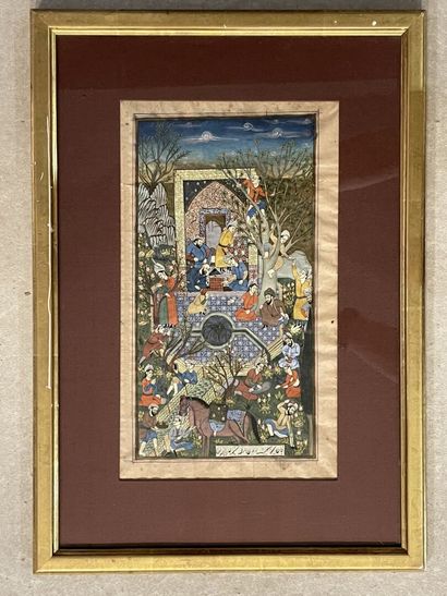 Gouache persanne, scènes de la vie quotidienne,...