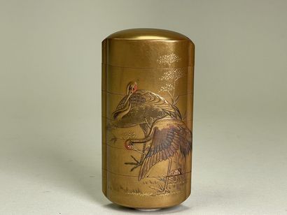 Gilded lacquer inro with five compartments,...
