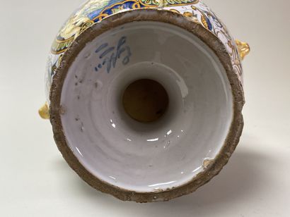 Pair of large earthenware vases with snake...