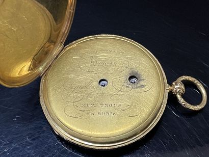 Extra-flat pocket watch in gold with a country...