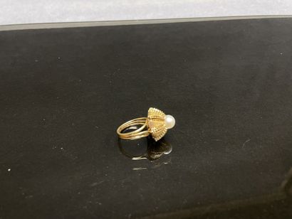 Dome ring in brilliant and amatized gold,...
