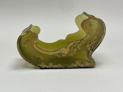 Traineau Troika en cristal de Bohème, vert...