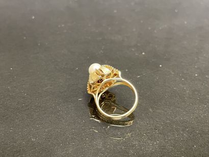 Dome ring in brilliant and amatized gold,...