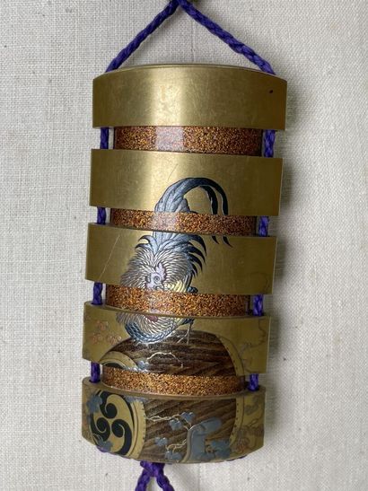 Inro with four boxes in lacquered wood decorated...