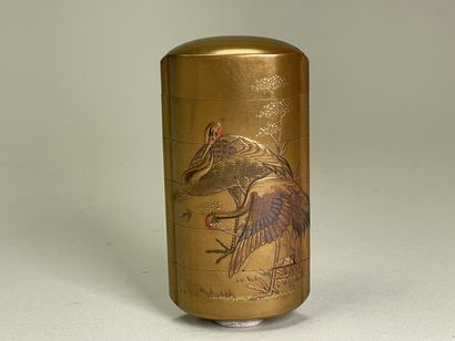Gilded lacquer inro with five compartments,...