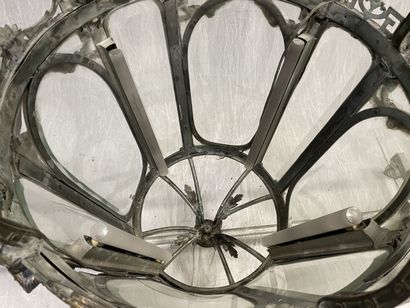 Important lantern in bronze and glass with...