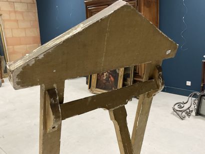 Wood and gilded stucco easel with a pediment...