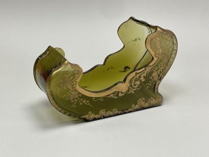 Traineau Troika en cristal de Bohème, vert...