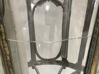 Important lantern in bronze and glass with...