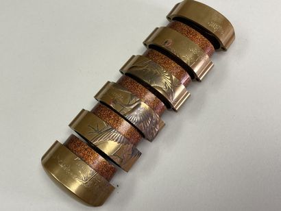 Gilded lacquer inro with five compartments,...