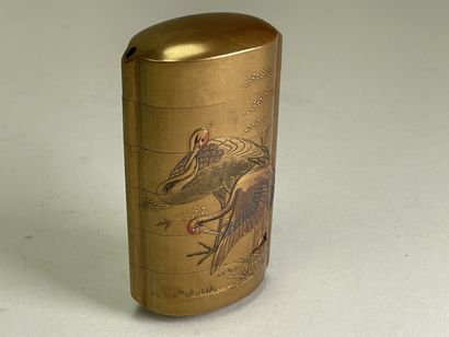 Gilded lacquer inro with five compartments,...