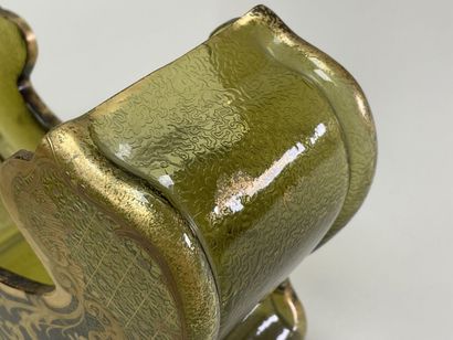 Traineau Troika en cristal de Bohème, vert...