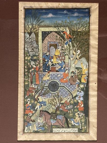 Gouache persanne, scènes de la vie quotidienne,...