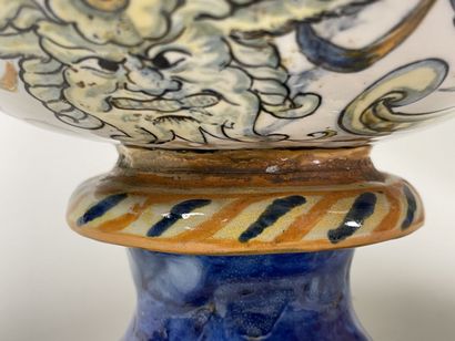 Pair of large earthenware vases with snake...
