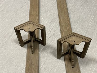 Two equestrian saddle racks in oak, small...