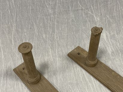 Two equestrian saddle racks in oak, small...
