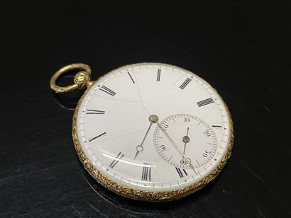 Extra-flat pocket watch in gold with a country...