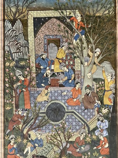 Gouache persanne, scènes de la vie quotidienne,...