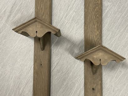 Two equestrian saddle racks in oak, small...