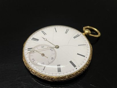 Extra-flat pocket watch in gold with a country...