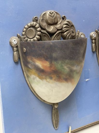 MULLER Frère Luneville.
Paire d'appliques...