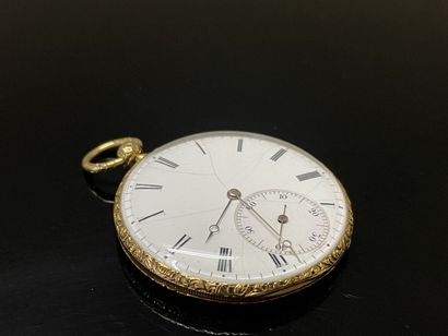 Extra-flat pocket watch in gold with a country...