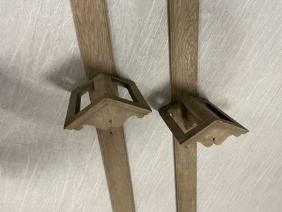 Two equestrian saddle racks in oak, small...
