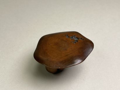 Carved wood netsuke with a mushroom.
Japan...