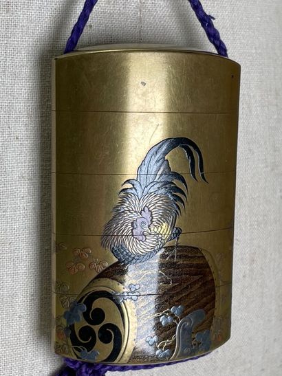 Inro with four boxes in lacquered wood decorated...