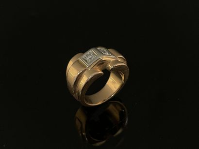 Gold tank ring set with two diamonds.
Weight:...