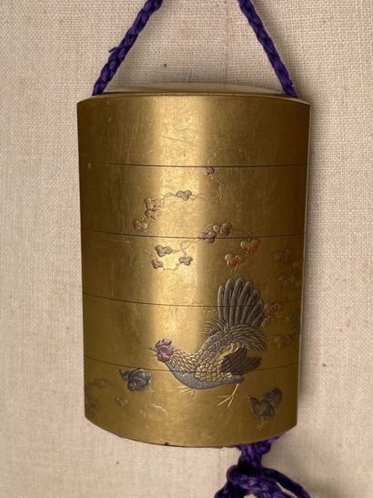 Inro with four boxes in lacquered wood decorated...