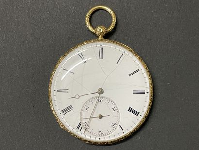 Extra-flat pocket watch in gold with a country...