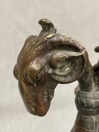 Important lantern in bronze and glass with...