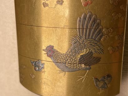 Inro with four boxes in lacquered wood decorated...
