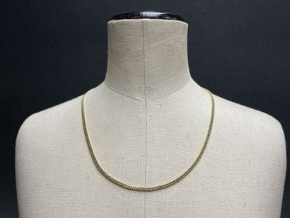 Gold chain, chain link.
750°/00
60 cm.
25,41...