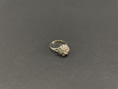 Daisy ring in white gold set with white stones.
Gold...