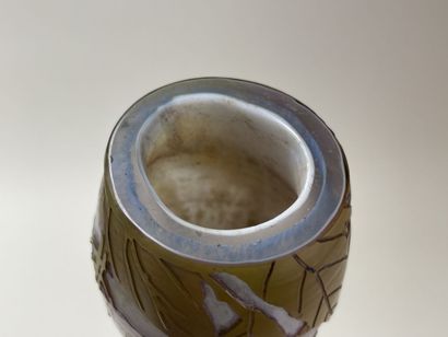 LEGRAS.
Grand vase à long col en verre multicouches...