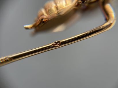 Gold pin with bee decoration. 
L. :6 cm....