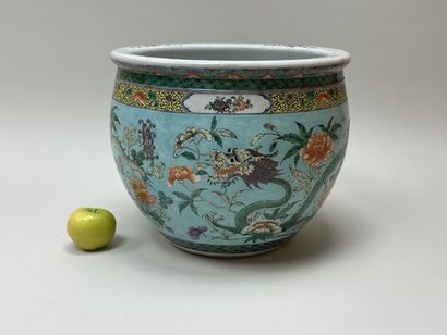 Aquarium en porcelaine à décor de dragon...