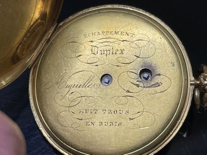 Extra-flat pocket watch in gold with a country...