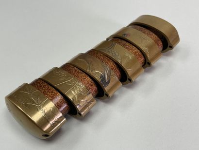 Gilded lacquer inro with five compartments,...